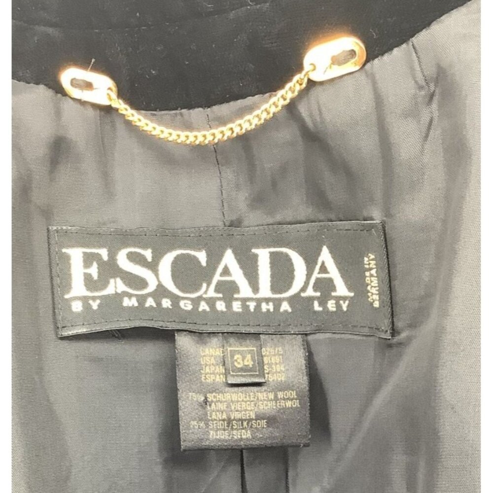 ESCADA Womens 34 US 2 Black Wool Silk Houndstooth Skirt & Blazer Elegant Luxury - Picture 9 of 16